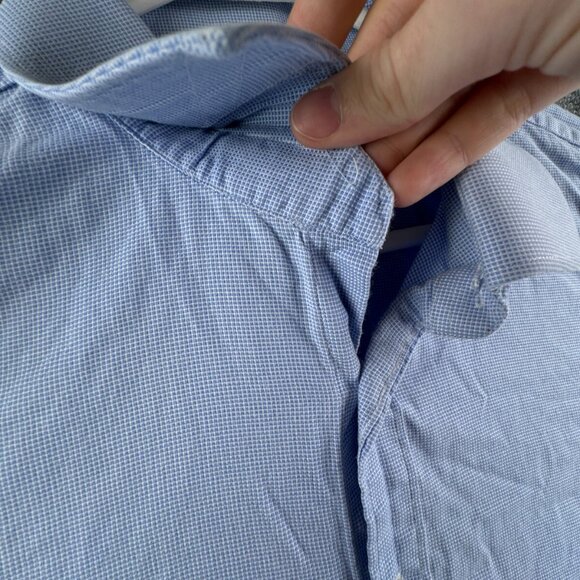 Thomas Pink Long Sleeve Button Up Shirt Men Cotton Blue Check 18 Slim Fit Woven - Picture 8 of 13